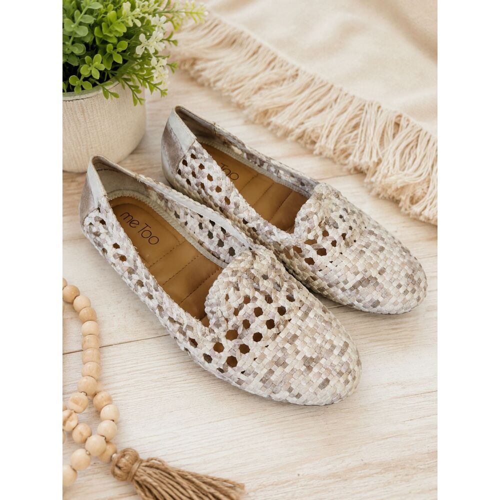 Me Too Woven Ballet Flat Shoes Women's Size 8M Cream Slip On Comfort Casual
